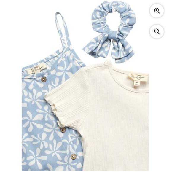 Jessica Simpson Girls' Tee, Dress and Hair Scrunchie Set, Blue 3-Pc Size 4 NEW - Picture 8 of 8
